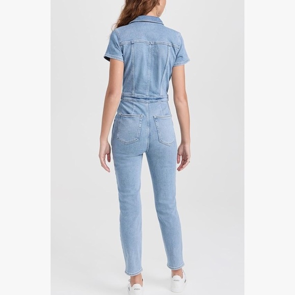 GOOD AMERICAN SHORT SLEEVE DENIM FADE WASH JUMPSUIT! NWT! XL - Picture 5 of 9